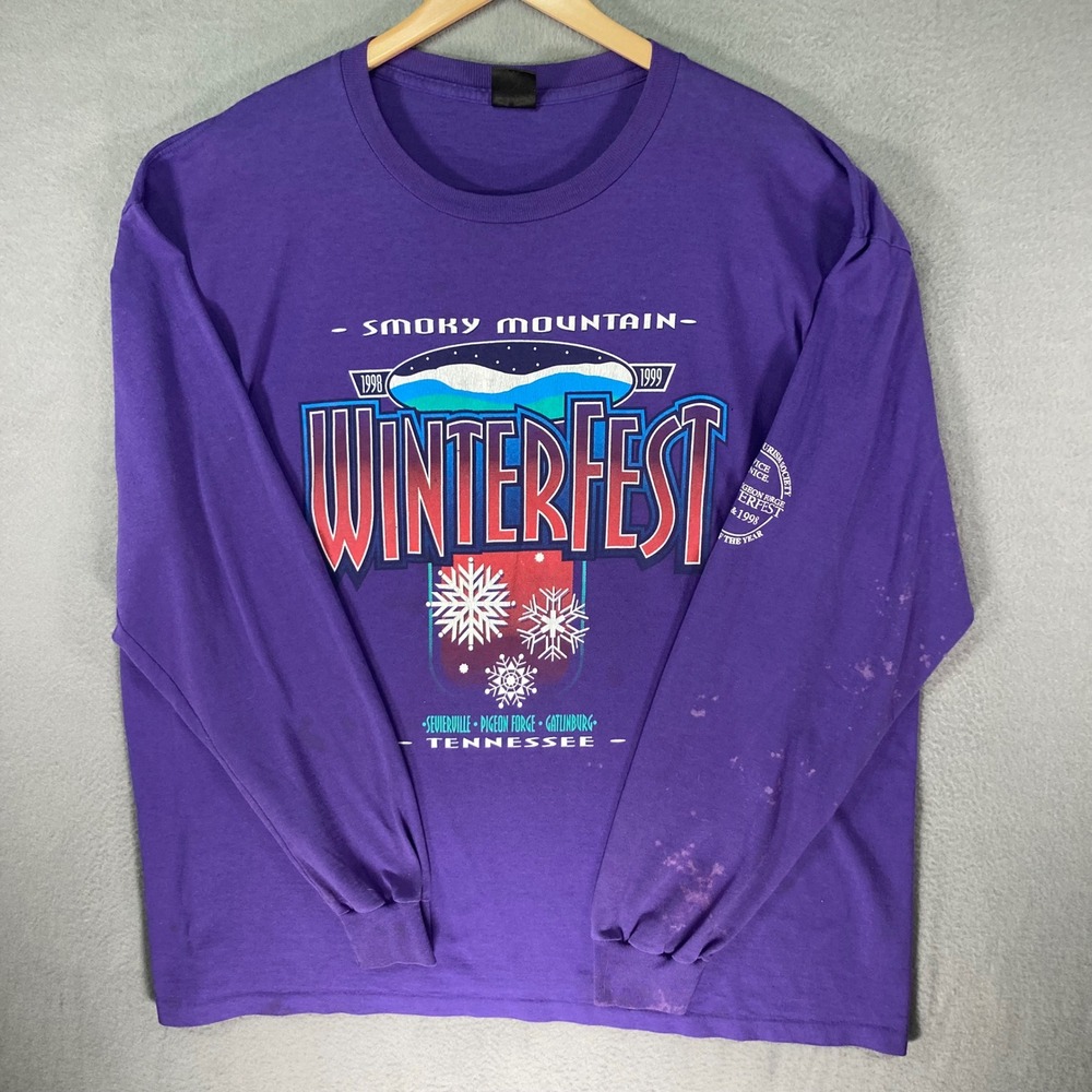 Vintage Smoky Mountain Winterfest 1999 Shirt Purple Long Sleeve 90s